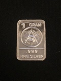1 Gram .999 Fine Silver All-Seeing Masonic Eye Silver Bullion Bar