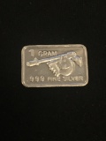 1 Gram .999 Fine Silver Tommy Gun Silver Bullion Bar