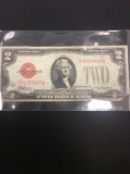 1928-D United States Jefferson $2 Red Seal Bill Currency Note