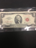 1963 United States Jefferson $2 Red Seal Bill Currency Note