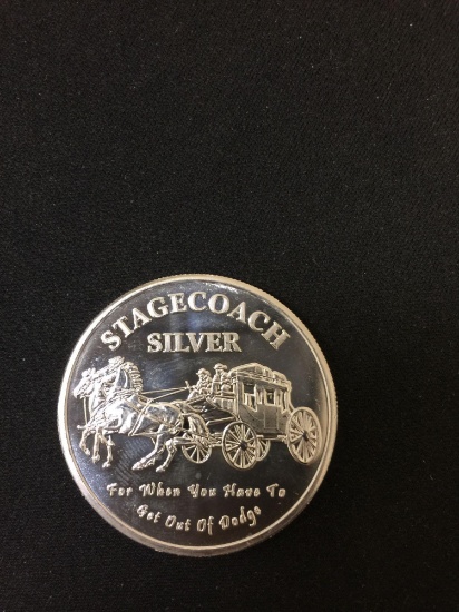 RARE Divisible Stagecoach 1 Ounce .999 Fine Silver Bullion Round