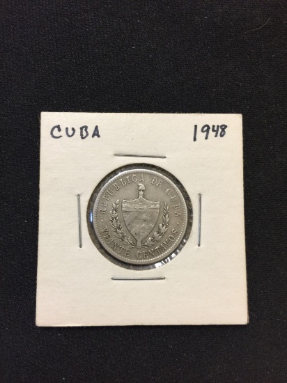 NICE 1948 Cuba 90% Silver Coin - .1446 ASW