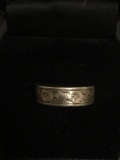 Eternity Styled Flower Designed Sterling Silver Ring Band - Size 6.5