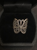 Milgrain Filigree Scroll Butterfly Designed Sterling Silver Ring Band - Size 5.5