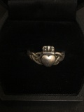 Celtic Knot Claddagh Designed Sterling Silver Ring Band - Size 6