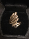 Ribbon Wave Styled Sterling Silver Bypass Ring Band - Size 7