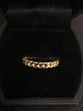 Gold-Tone Curb Link Styled Sterling Silver Ring Band - Size 7