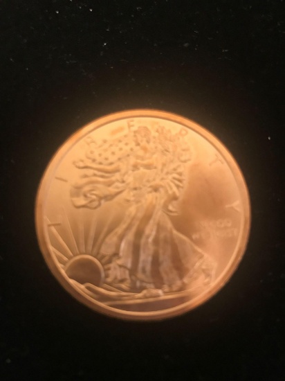 Walking Liberty Style 1 Ounce .999 COPPER Bullion Round