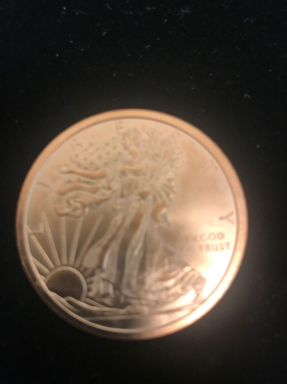 Walking Liberty Style 1 Ounce .999 COPPER Bullion Round