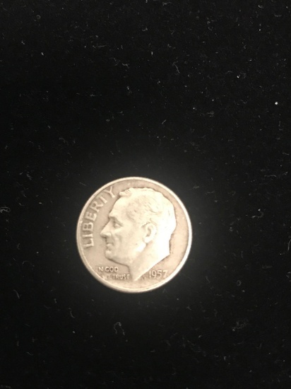 1957-D United States Roosevelt Dime - 90% Silver Coin