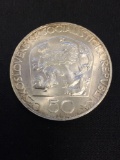 1973 Czech 50 Korun Silver Coin - .2926 ASW