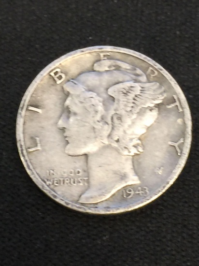 1943-D United States Mercury Silver Dime - 90% Silver Coin