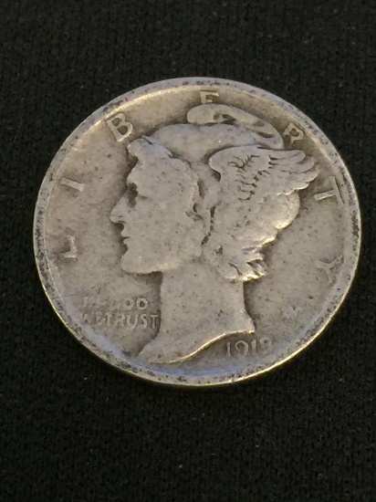1918-D United States Mercury Silver Dime - 90% Silver Coin