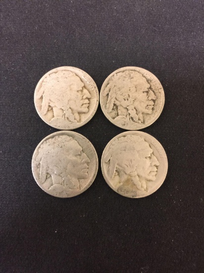 4 Count Lot of United States Indian Head Buffalo Nickels