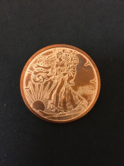 Walking Liberty Style 1 OZ .999 Fine Copper Bullion Round