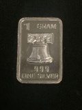 1 Gram .999 Fine Silver Liberty Bell Bullion Bar