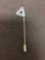 Triple Heart Styled Broken Edge Turquoise Inlaid Sterling Silver Hat Pin