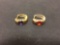 Checkerboard Faceted Amethyst & Citrine Gold-Tone Pair of Sterling Silver Huggie Earrings