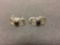 Vintage Onyx Inlaid Pair of Levelor Back Sterling Silver Earrings