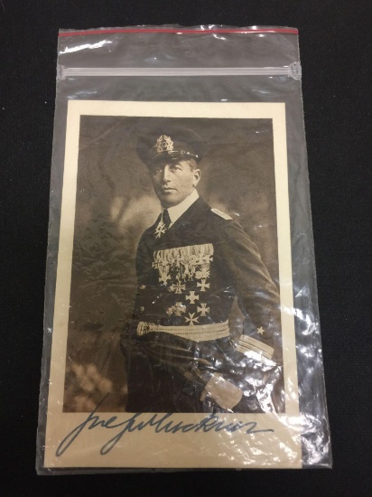 HAND Signed RARE Felix Graf V. Luckner Nazi Commander Post Card