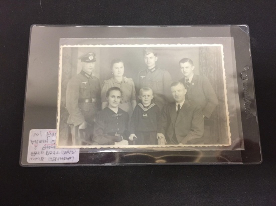WWII Nazi Germany Post Card W/ Two Brother Soldiers & Family