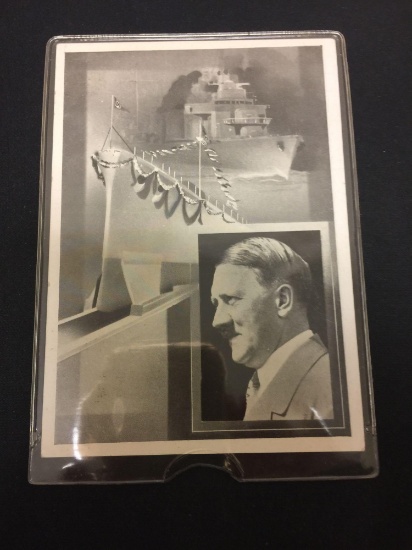 Nazi Germany Hitler & Wilhelmshaven Ship Post Card
