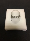 Five Rhinestone Sterling Silver NF Designed Anniversary Ring Band - Size 7