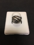 Beau Designed Wave Dome Styled Sterling Silver Ring Band - Size 5