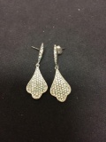 Rhinestone Accented Pair of Sterling Silver Dangle Earrings