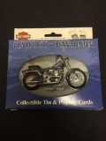 Harley-Davidson Collectible Tin & Two Decks of Playing Cards Springer Softail