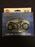Harley-Davidson Collectible Tin & Two Decks of Playing Cards Springer Softail