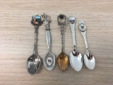 Lot of 5 Vintage Souvenir Collectible Spoons