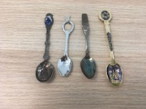Lot of 4 Vintage Souvenir Collectible Spoons