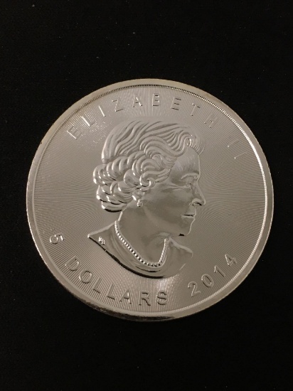 2014 Canada 1 Troy Ounce .9999 Fine Silver $5 Maple Leaf Silver Bullion Round Coin