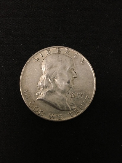 1957-D United States Franklin Silver Half Dollar - 90% Silver Coin