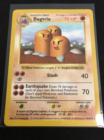 Pokemon Dugtrio Shadowless Rare Card 19/102