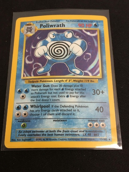 Pokemon Poliwrath Holofoil Rare Card 13/102