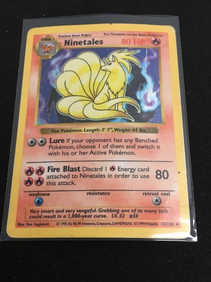 Pokemon Ninetales Shadowless Holofoil Rare Card 12/102