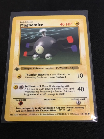 Pokemon Magnemite Shadowless 1st Edition 53/102