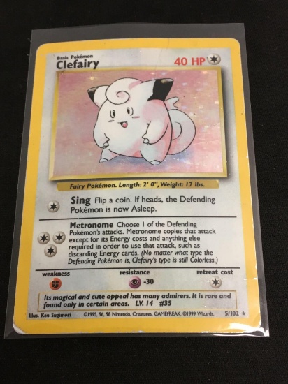 Pokemon Clefairy Base Set Holofoil Rare Card 5/102