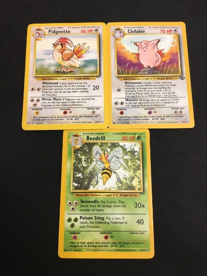 3 Card Lot of Vintage Pokemon Rare Cards