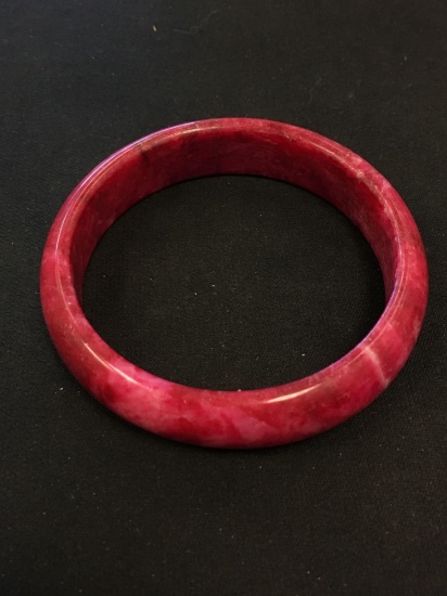 Carved Red Solid Jade Bangle Bracelet 15 mm Wide x 75 mm Diameter - 46 Grams