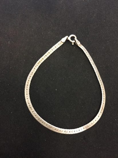 Milor Italian Made 3 mm Wide Sterling Silver Herringbone 7.5" Bracelet