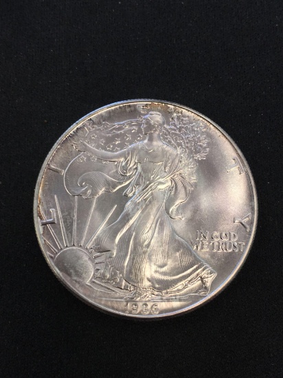 1986 United States 1 Ounce .999 Fine Silver American Eagle Silver Bullion Round Coin