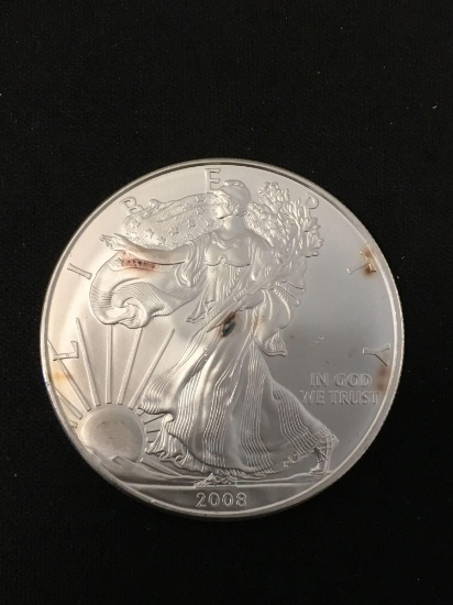 2008 United States 1 Ounce .999 Fine Silver American Eagle Silver Bullion Round Coin