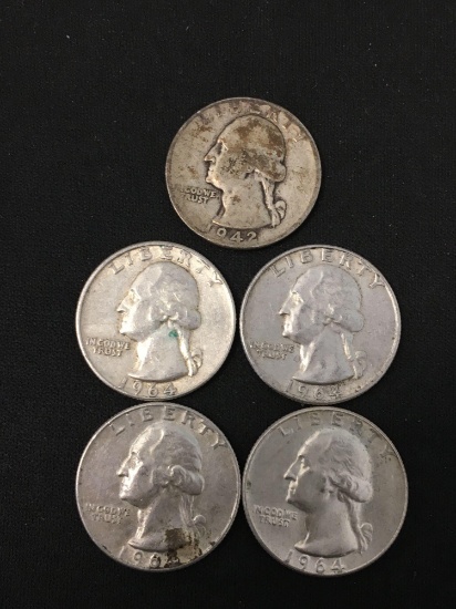 Random Date United States Washington Silver Quarter - 90% Silver Coin