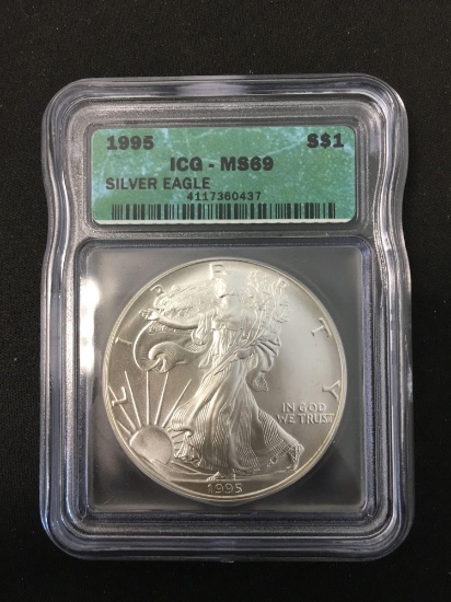 1995 United States 1 Ounce .999 Fine Silver American Eagle - ICG Graded MS 69