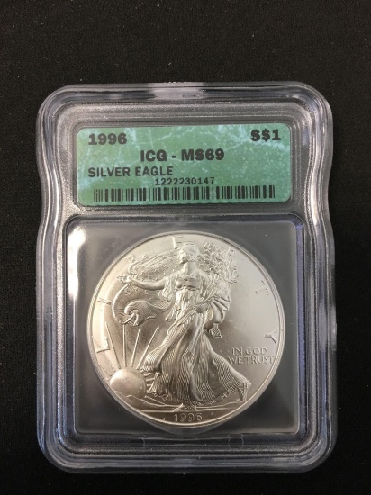 1996 United States 1 Ounce .999 Fine Silver American Eagle - ICG Graded MS 69