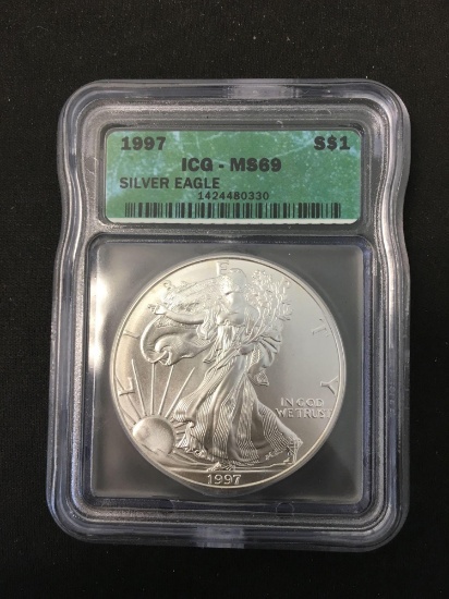 1997 United States 1 Ounce .999 Fine Silver American Eagle - ICG Graded MS 69