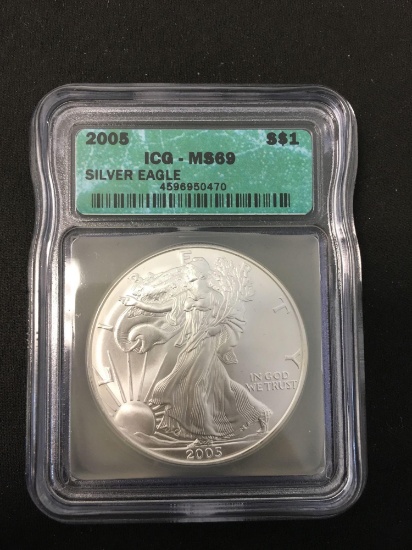 2005 United States 1 Ounce .999 Fine Silver American Eagle - ICG Graded MS 69